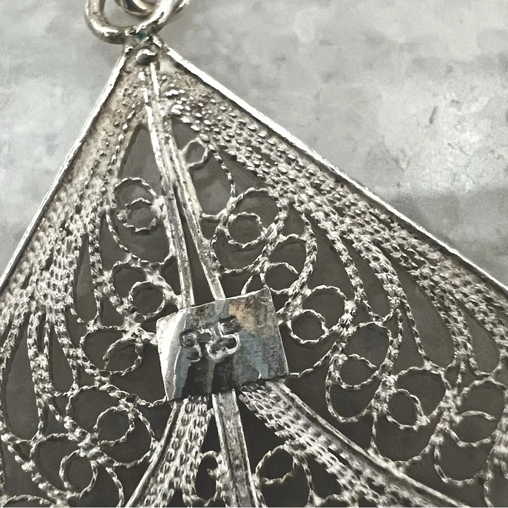 Sterling Silver Filigree Dangle Leaf Earrings - Picture 8 of 9